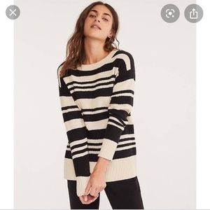 Lou & Grey Fuzzline Stripe sweater , round collar, long sleeves.  Size M